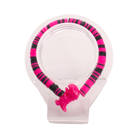 Pink Panther Dino Clay Bead Bracelet