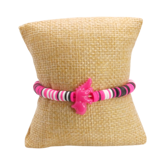 Pink Power Dino Clay Bead Bracelet