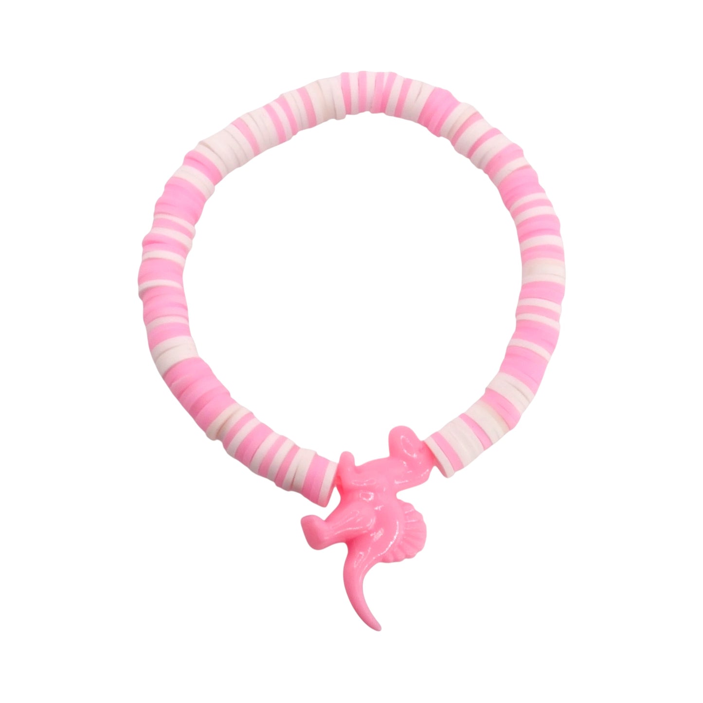 Pink Sugar Puff Dino Clay Bead Bracelet