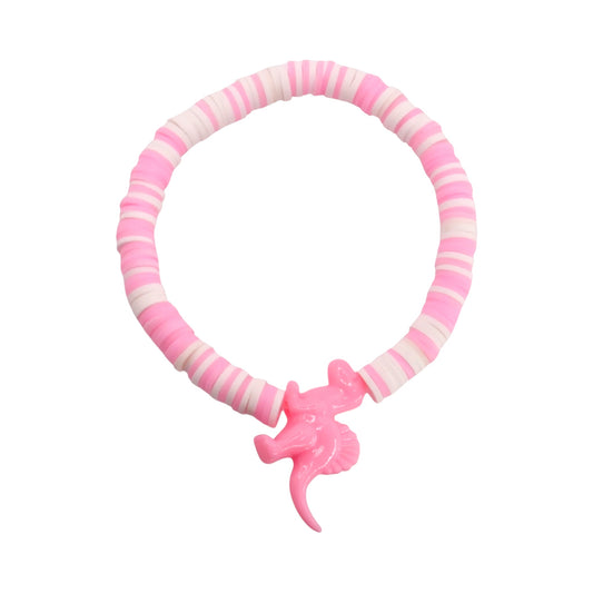 Pink Sugar Puff Dino Clay Bead Bracelet