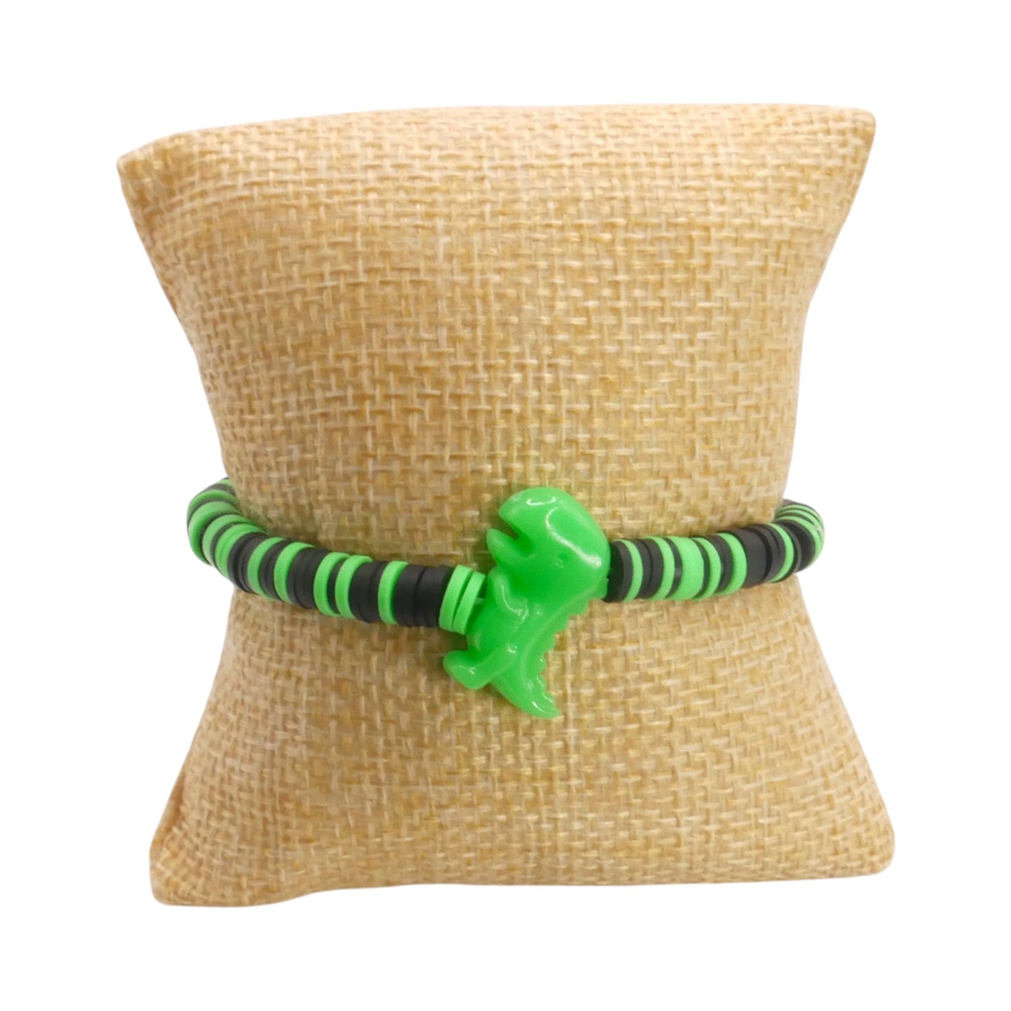 Green T-Rex Dino Clay Bead Bracelet
