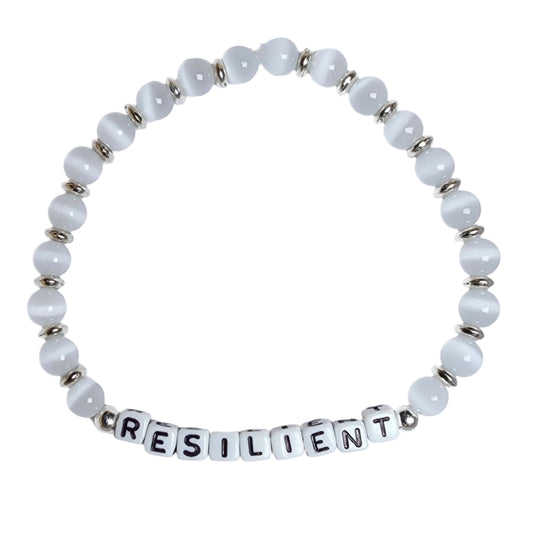 Resilient White Glass Beaded Bracelet