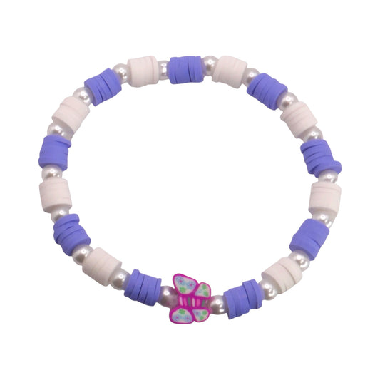 Purple Butterfly Breeze Clay Bead Bracelet