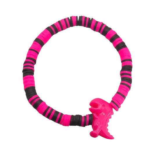 Pink Panther Dino Clay Bead Bracelet