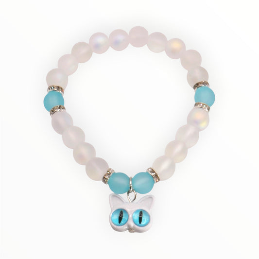 Aqua Frost Kitty Stretch Bracelet