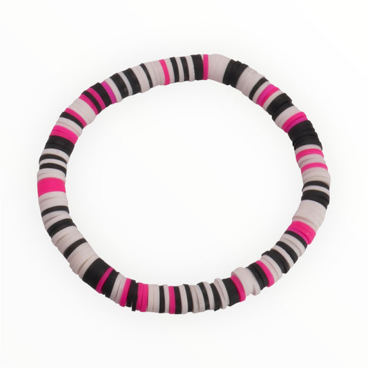 Zebra Pop Clay Bead Bracelet