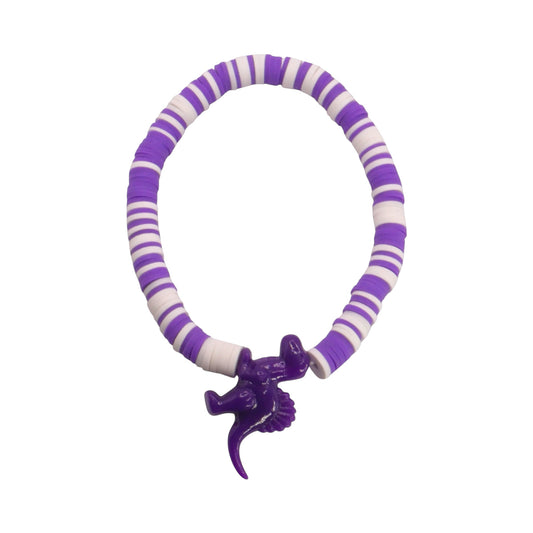 Purple Parade Dino Clay Bead Bracelet