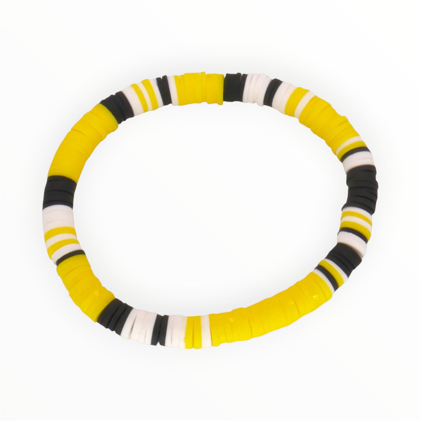 Yellow Varsity Mix Clay Bead Bracelet