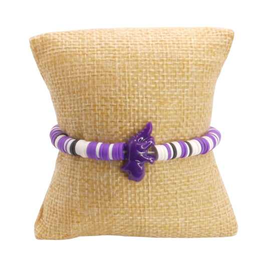 Grape Galaxy Dino Clay Bead Bracelet