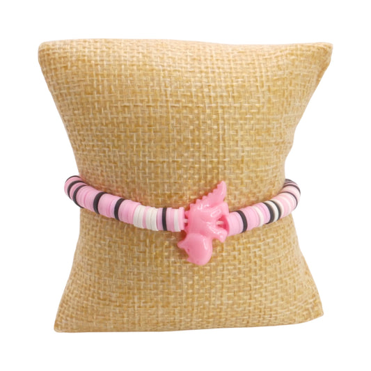 Pink Sugar Rush Dino Handmade Clay Bead Bracelet