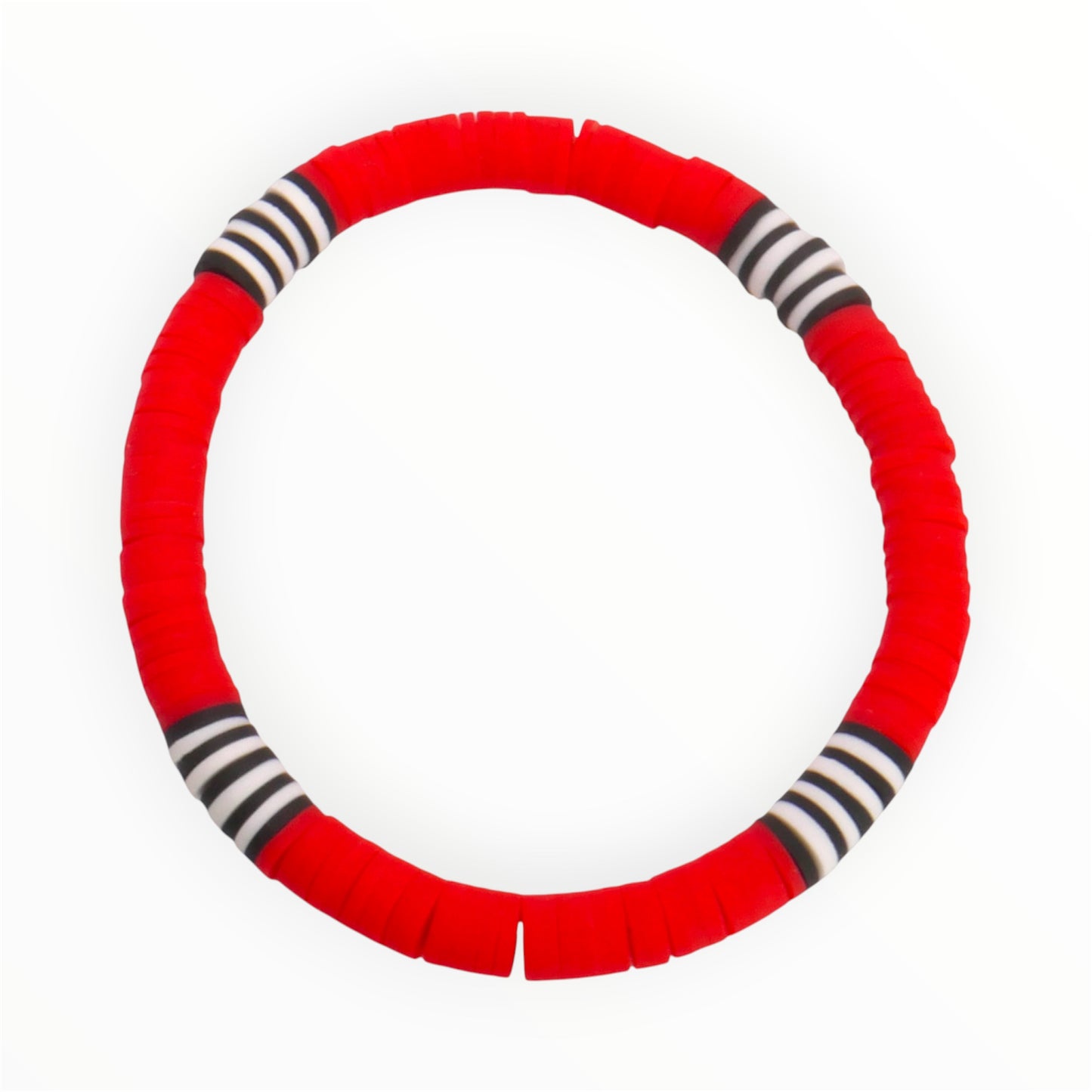 Red Racer Stripe Clay Bead Bracelet