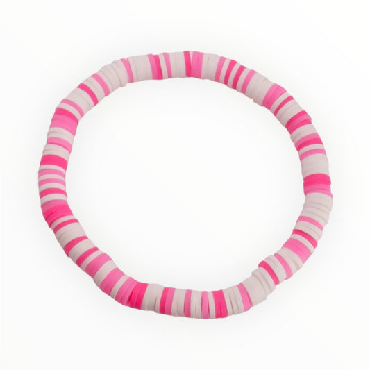 Popping Pink Clay Bead Bracelet
