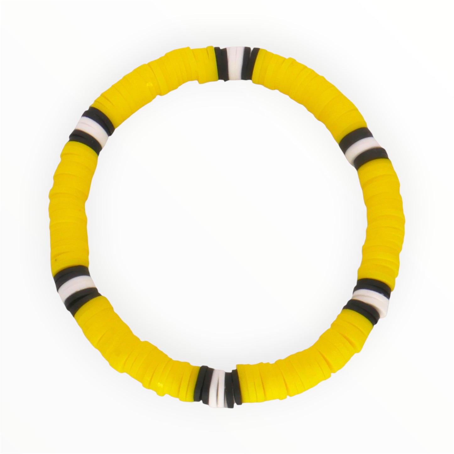 Yellow Rally Stripe Clay Bead Bracelet