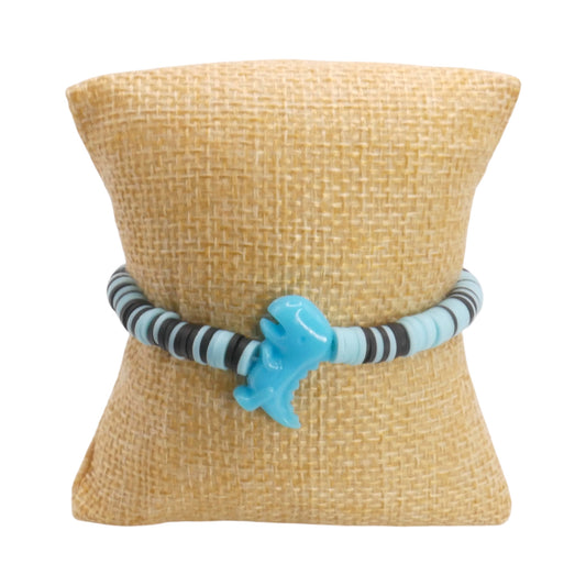Blue Arctic Dino Clay Bead Bracelet