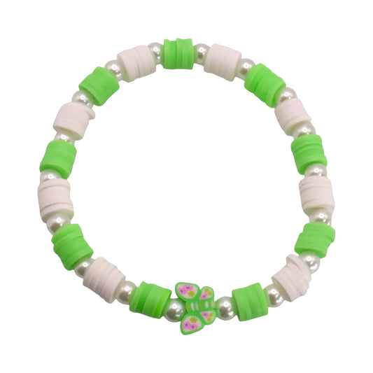 Lime green Butterfly Breeze Clay Bead Bracelet
