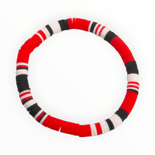 Red Varsity Mix Clay Bead Bracelet