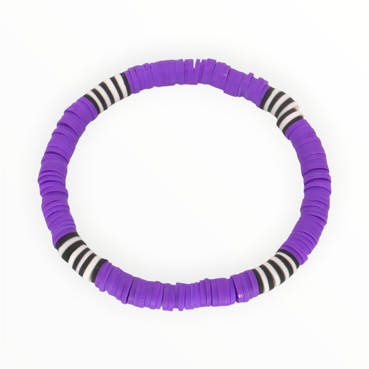 Purple Racer Stripe Clay Bead Bracelet