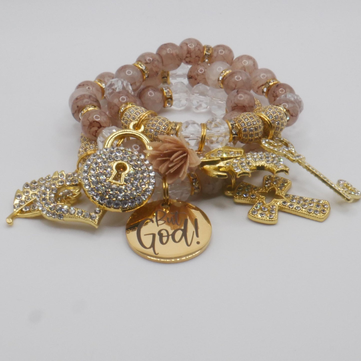 But God Always Bracelet Stack – Gold & Nude Luxury Faith Bracelet Set