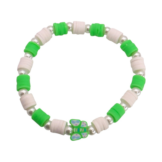Green Butterfly Breeze Clay Bead Bracelet