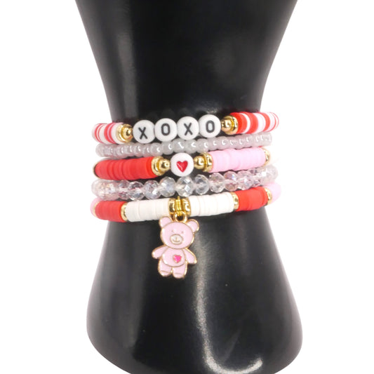 XOXO - Handmade Clay Bead Bracelet Stack Set