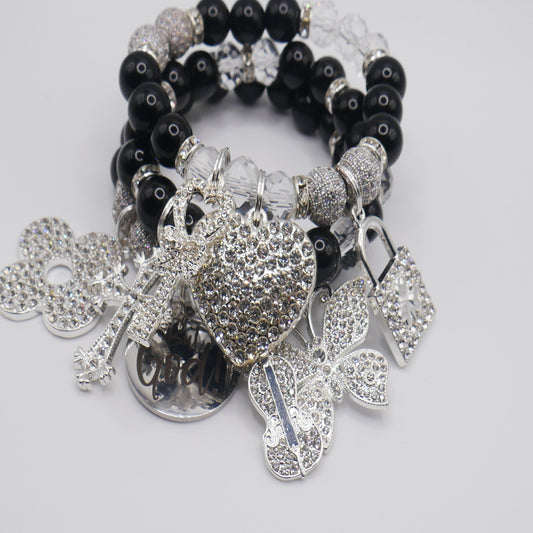 But God! – Black & Silver Statement Bracelet Set
