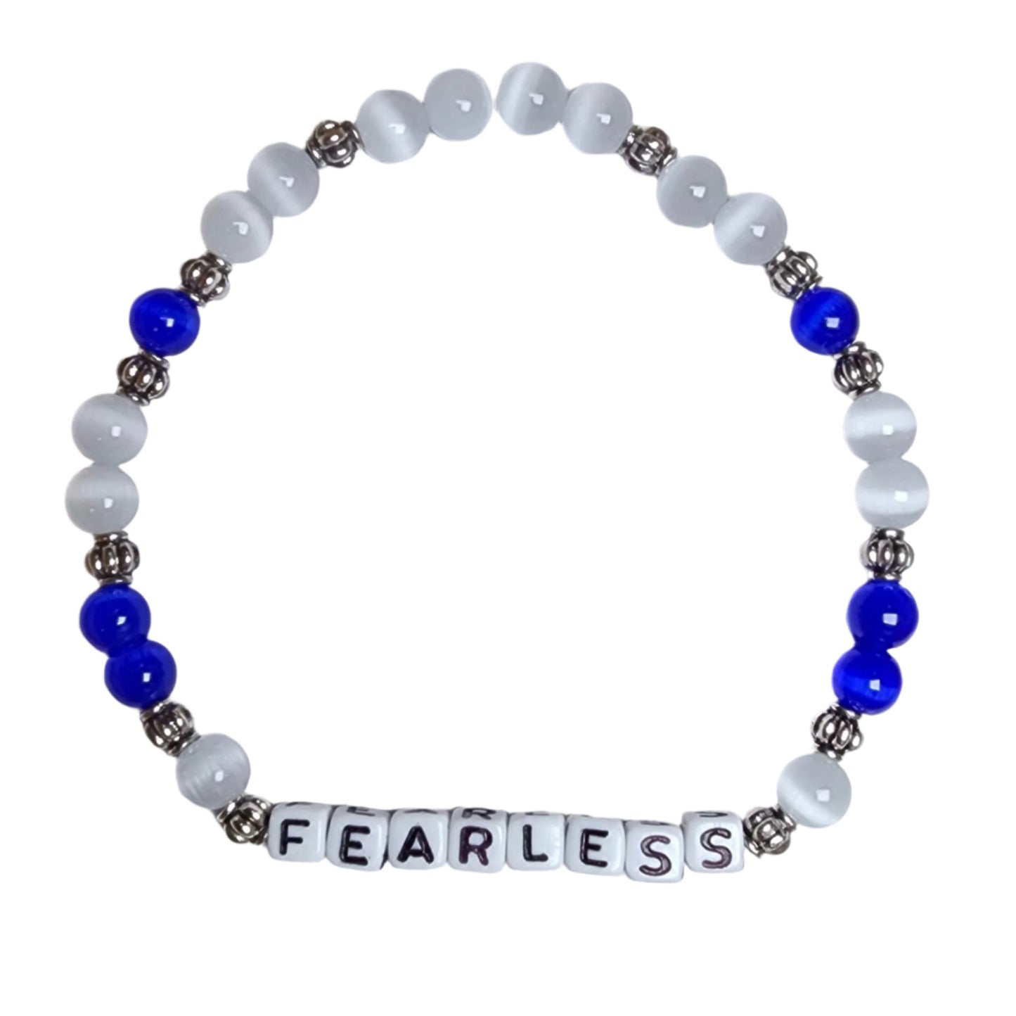 Fearless Blue and White Glass Beaded Bracelet