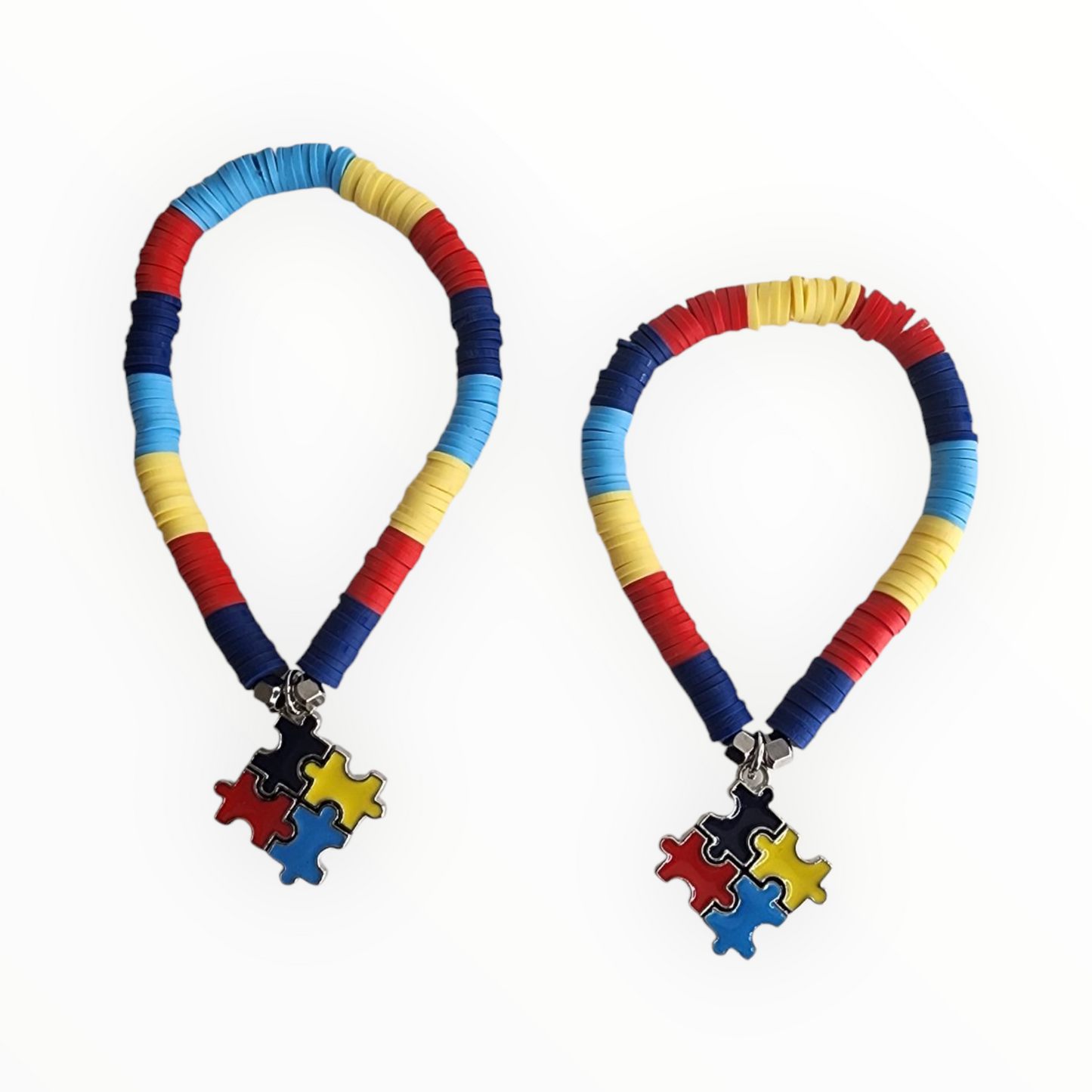 Autism Puzzle Charm Clay Beaded Bracelet - Kids