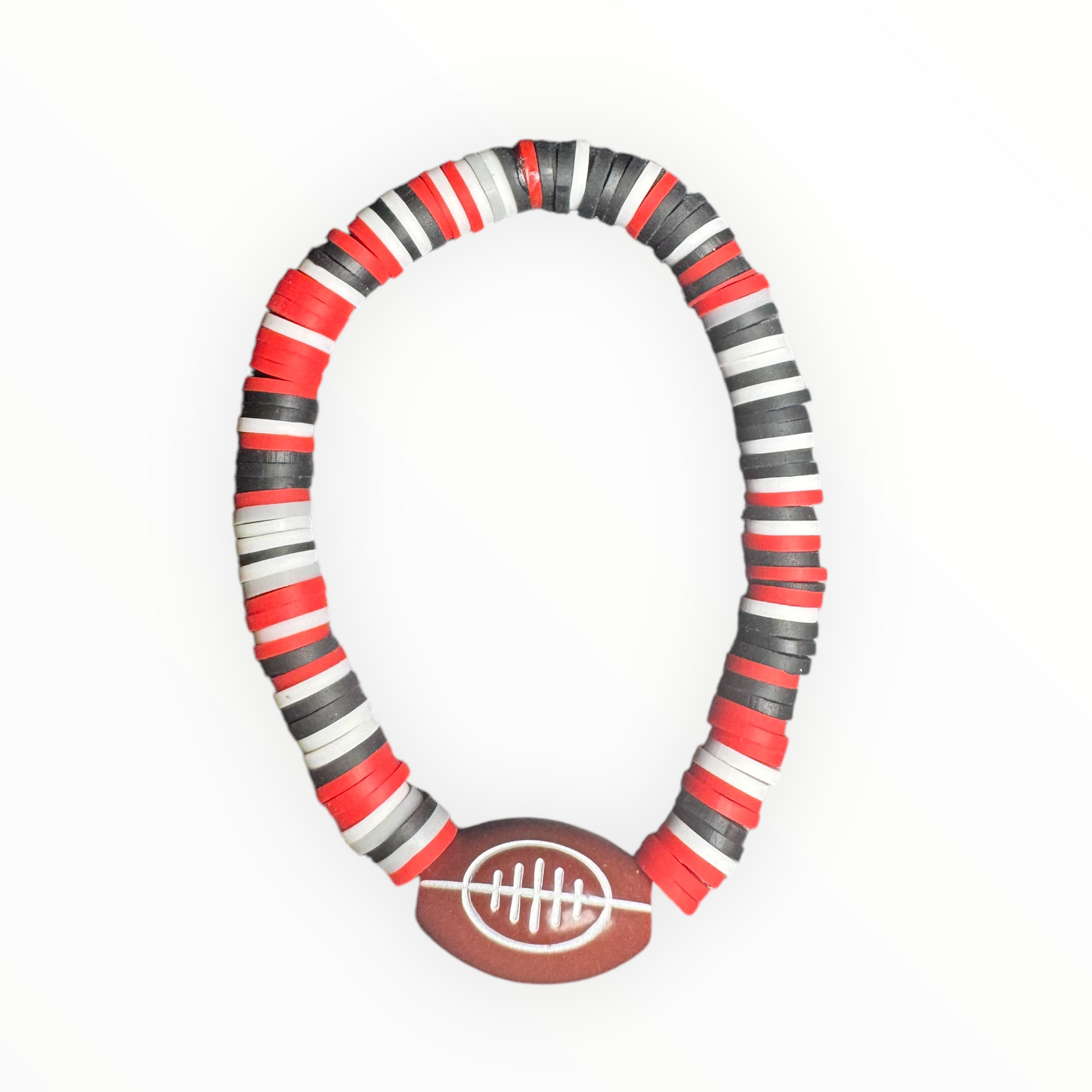 Georgia Bulldogs Football Charm Clay Beaded Bracelet - Kids