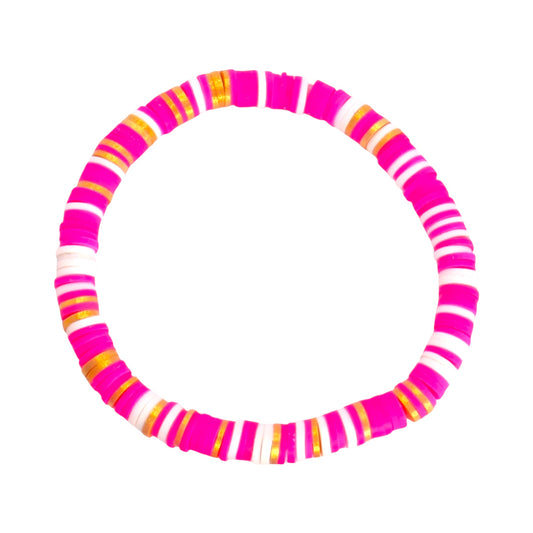 Radiant Pink Pop Clay Bead Bracelet