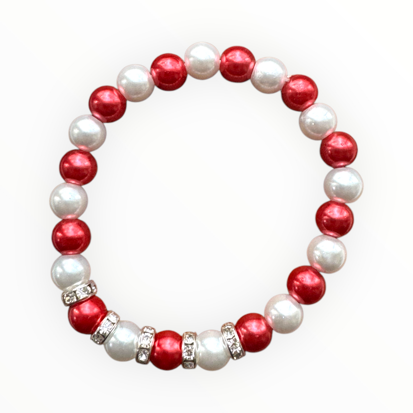 Candy Cane Delight Glass Beaded Bracelet