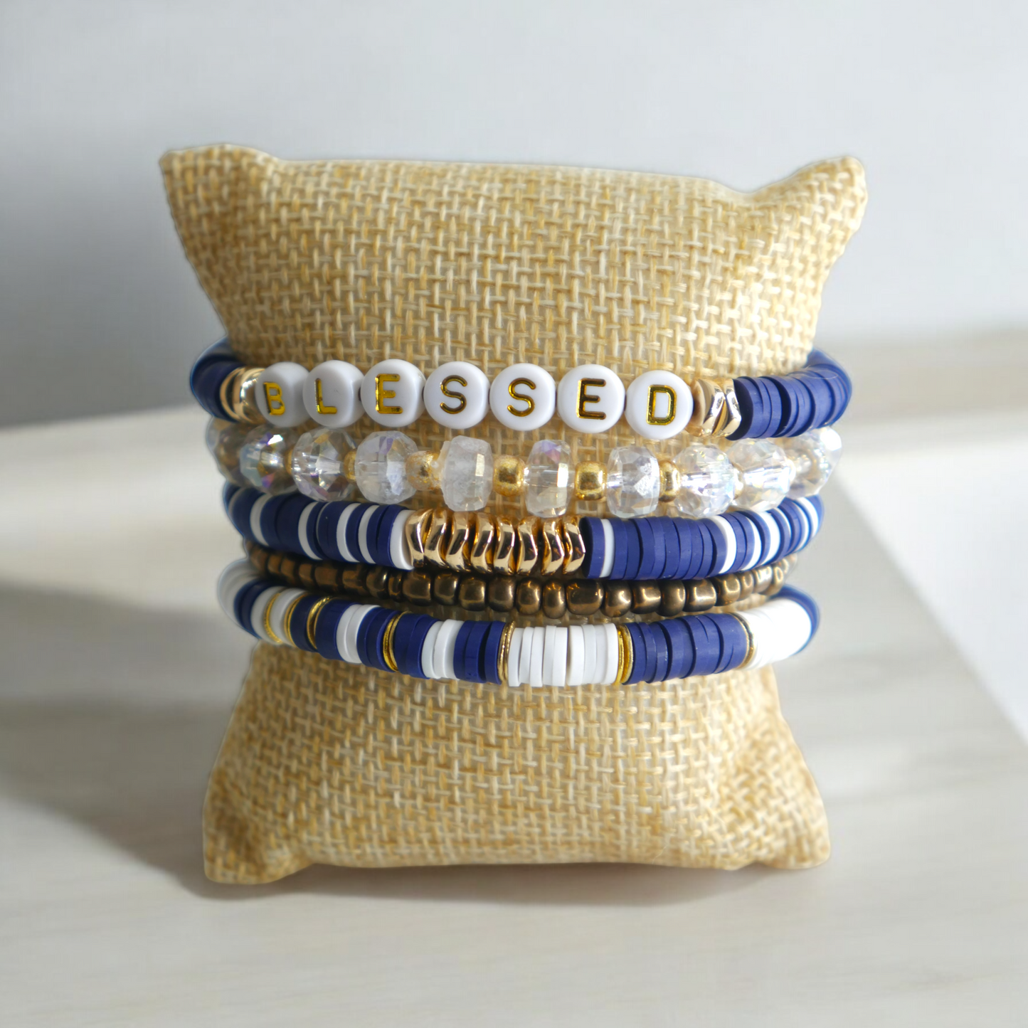 Navy Grace Clay Beaded Bracelets