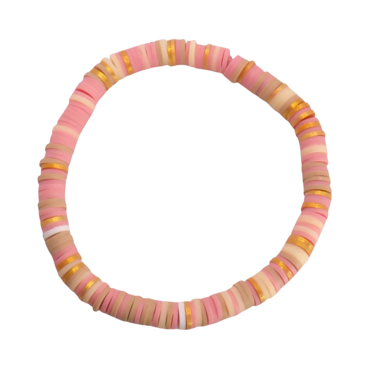 Blush & Gold Glow Clay Bead Bracelet