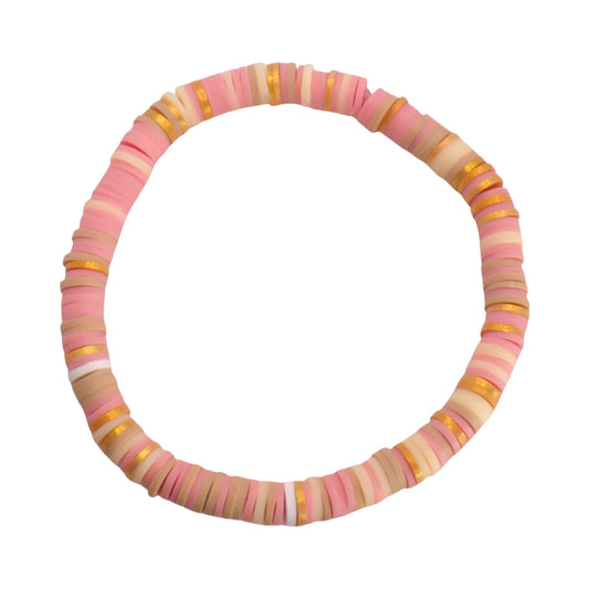 Blush & Gold Glow Clay Bead Bracelet