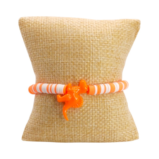 Tangerine Dino Pop Clay Bead Bracelet