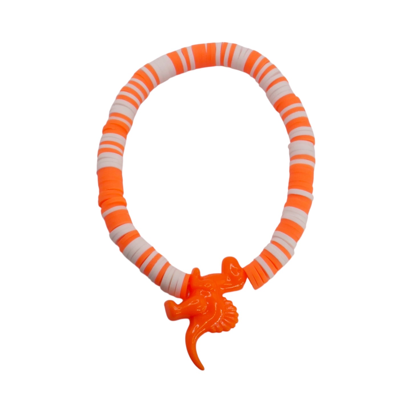 Tangerine Dino Pop Clay Bead Bracelet