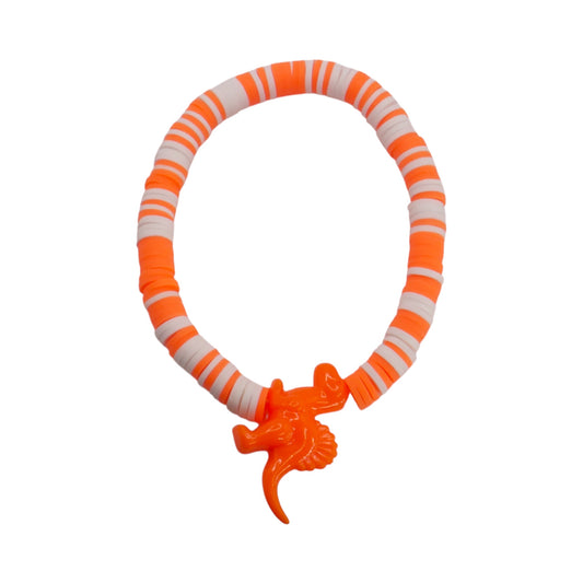 Tangerine Dino Pop Clay Bead Bracelet
